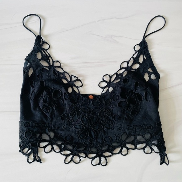Free People Asteria Bralette- Floral- Black- Size Extra Small- Festival-NWOT - Picture 4 of 7